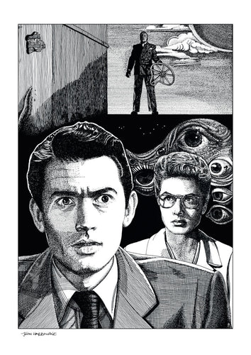 Film noir art drawing print of Spellbound by John Harbourne