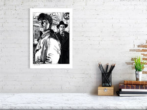 Film noir art drawing print of Out Of The Past A3 size