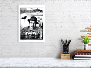 Film noir art drawing print of The Lost Weekend A3 size