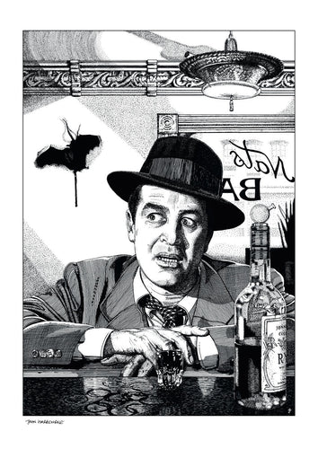 Film noir art drawing print of The Lost Weekend by John Harbourne