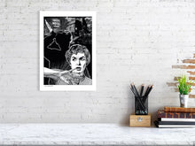 Load image into Gallery viewer, Film noir art drawing print of Psycho A3 size