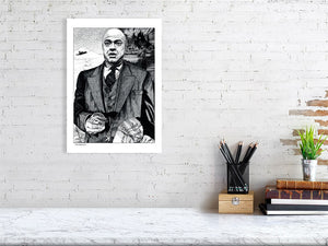 Film noir art drawing print of Citizen Kane A3 size