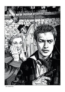 Film noir art drawing print of On The Waterfront by John Harbourne