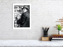 Load image into Gallery viewer, Film noir art drawing print of M by John Harbourne A2 size