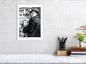 Film noir art drawing print of M by John Harbourne A2 size