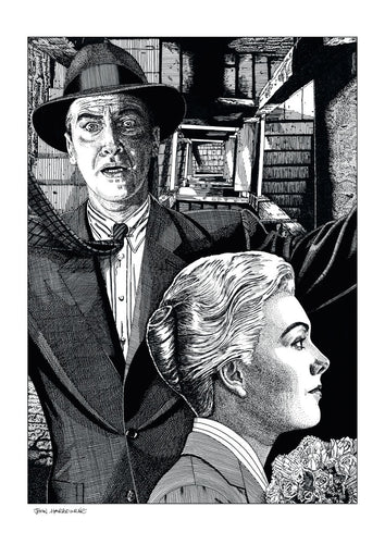 Film noir art drawing print of Vertigo by John Harbourne