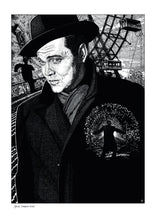 Load image into Gallery viewer, Film noir art drawing print of The Third Man by John Harbourne
