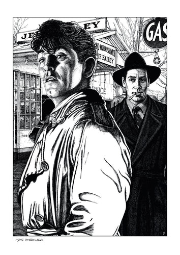Film noir art drawing print of Out Of The Past by John Harbourne